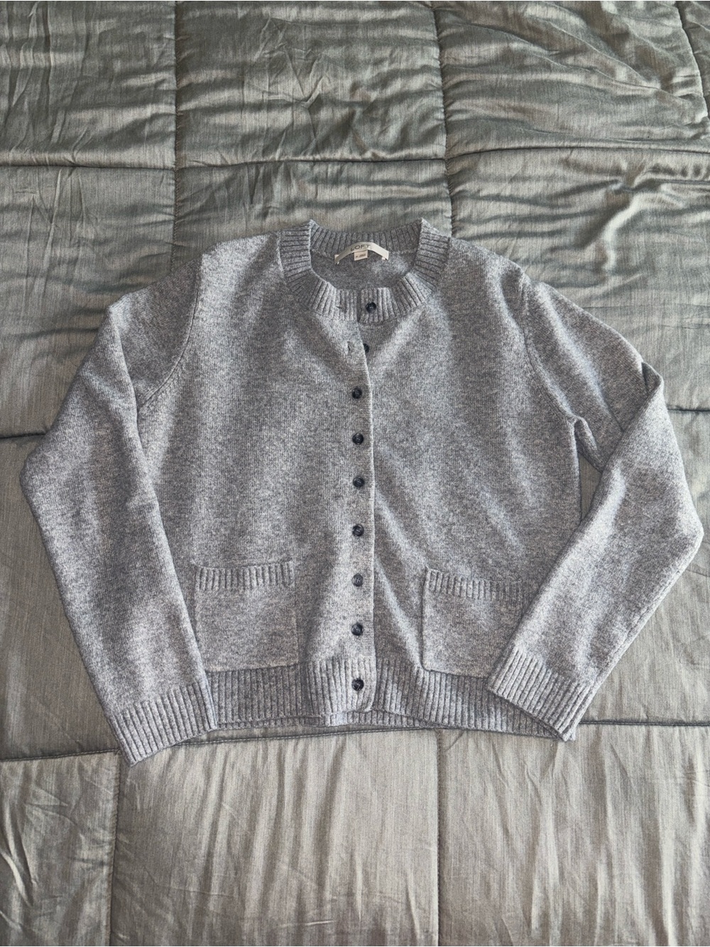 LOFT Heather Gray Button-Up Women's Cardigan